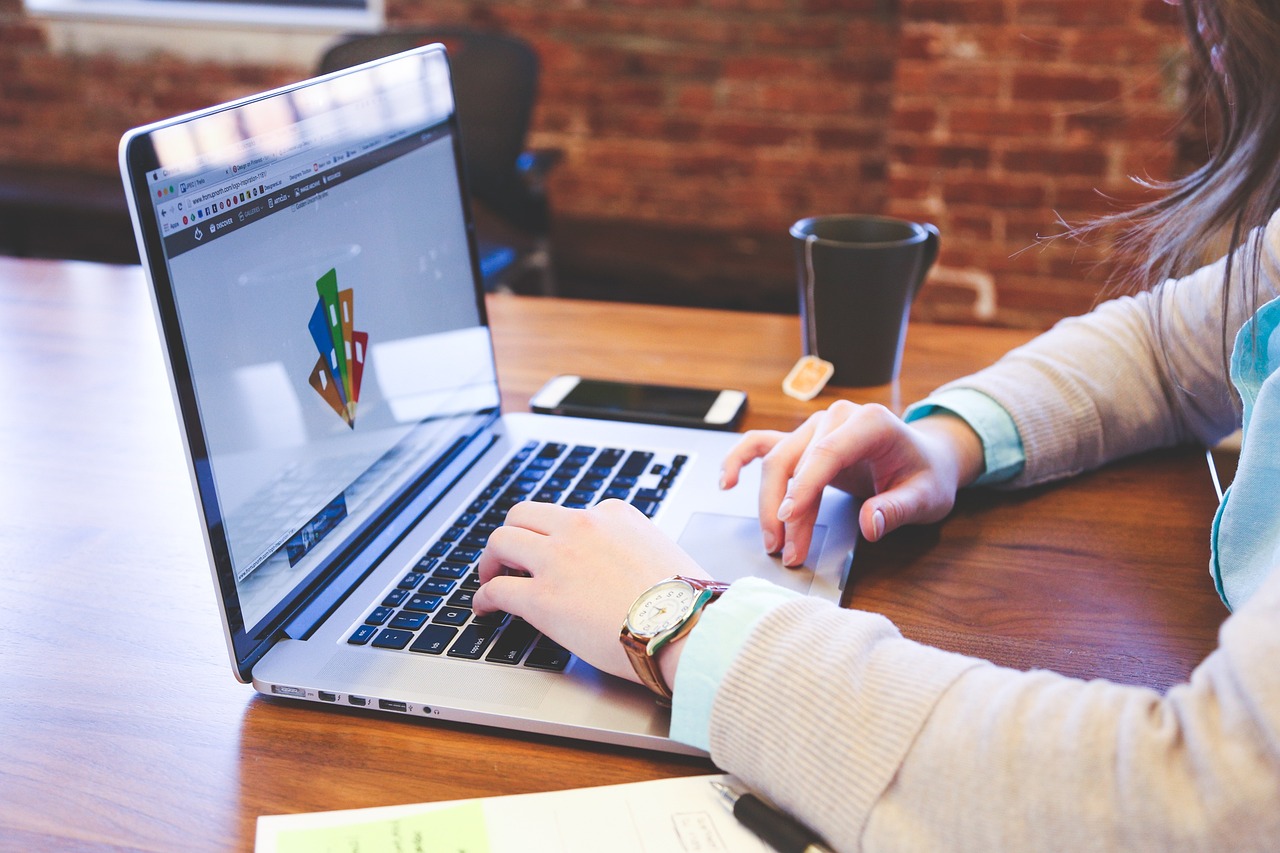 a woman using laptop